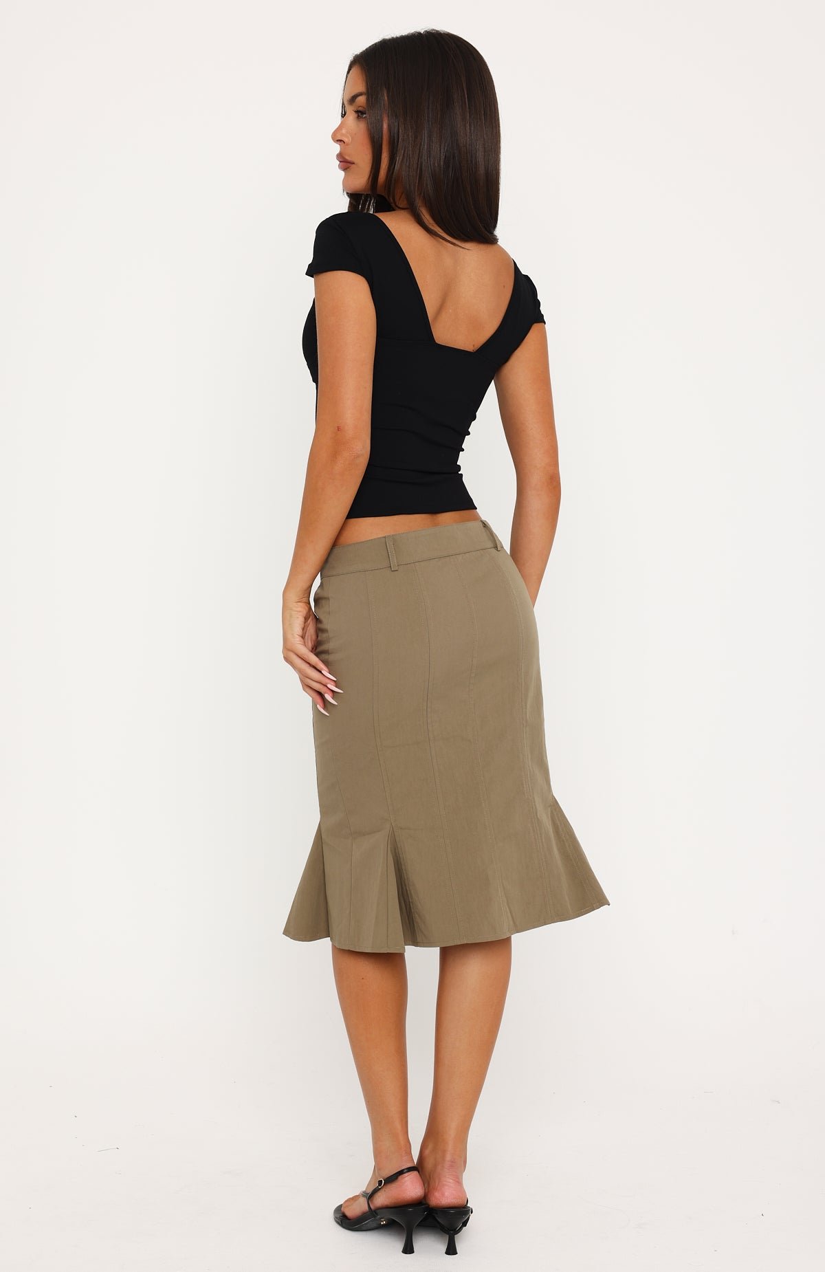 As Usual Midi Skirt Khaki - Image 5