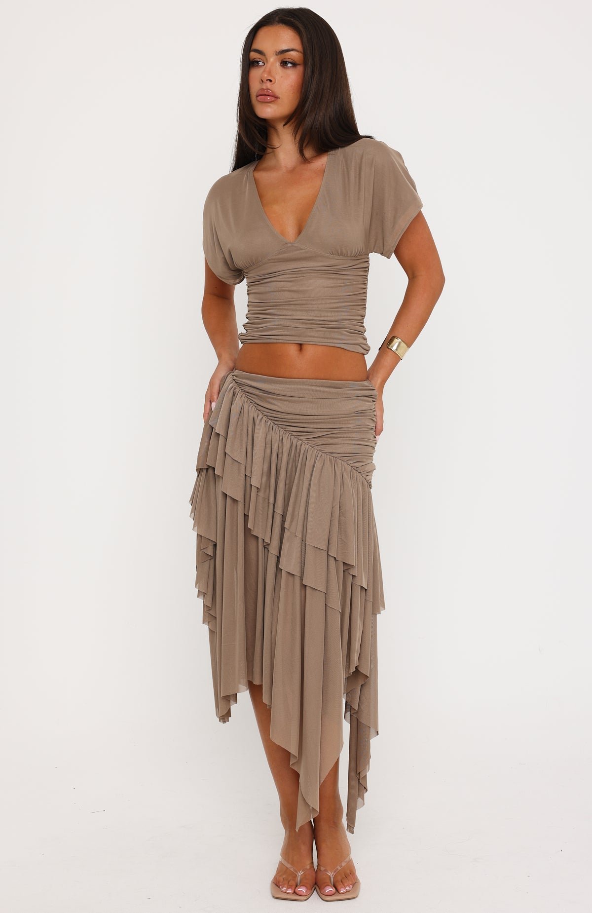 Cascade Around Me Midi Skirt Mushroom - Image 2